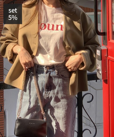 마일디 싱글 숏 자켓 + 레터링 파운트 티셔츠 여성의류쇼핑몰 달트