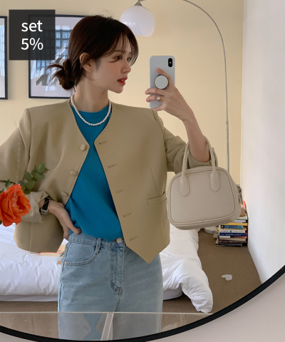 노카라 머드니 자켓 + 사운드 반팔니트 (울40%) 여성의류쇼핑몰 달트