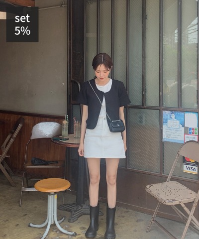 벨라핀 반팔 트위드 자켓 + 라이크 데님 스커트 여성의류쇼핑몰 달트